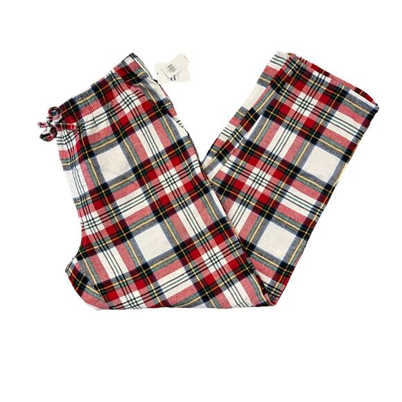 NWT Old Navy White Plaid Tartan Flannel Christmas Lounge Pajama Pants - Picture 3 of 12
